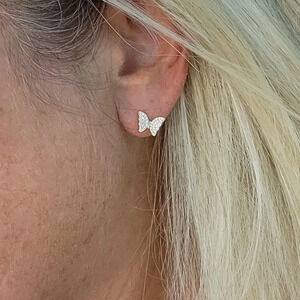 Luxury Zircon Butterfly Earrings, Gold Vermeil, 925 posts